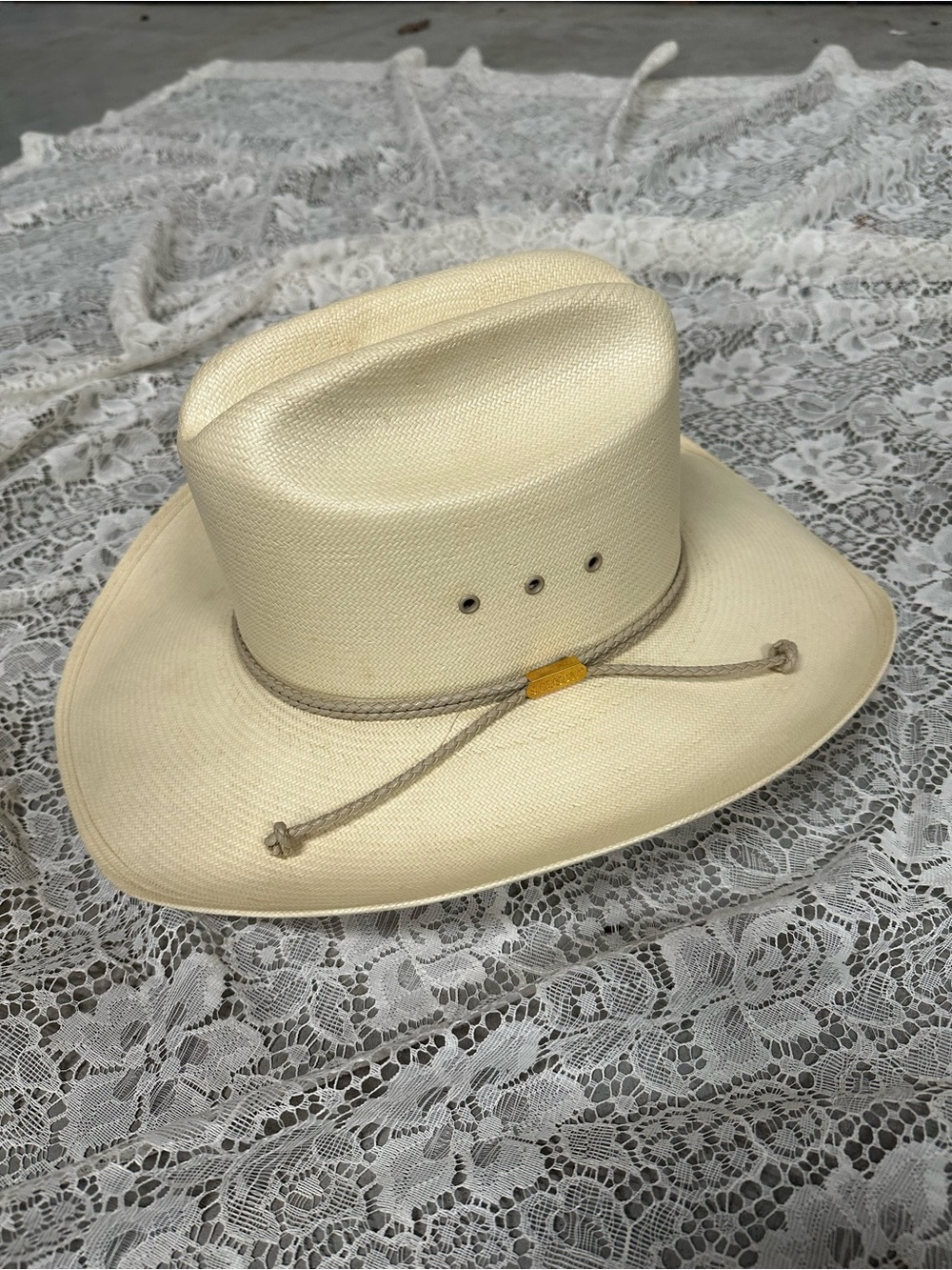 Stetson Carson 10X Shantung Straw Cowboy Hat Size 6 7/8 55 Cattleman Crease USA